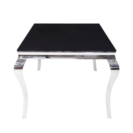 ACME 62070 Fabiola Dining Table, Stainless Steel & Black Glass (1Set/3Ctn)