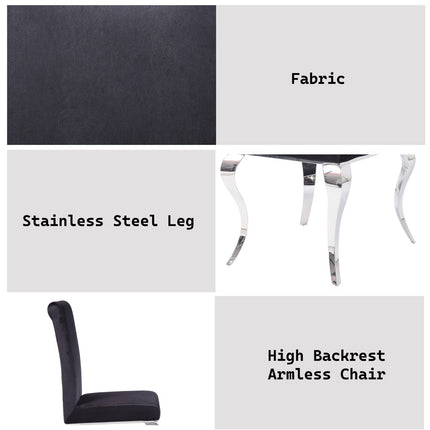 ACME 62072 Fabiola Side Chair (Set-2), Fabric & Stainless Steel