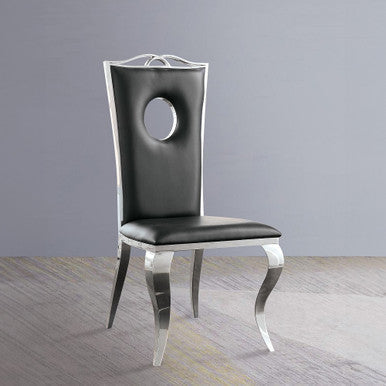 ACME 62078 Cyrene Side Chair (Set-2), PU & Stainless Steel ACME Furniture
