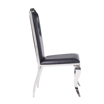 ACME 62078 Cyrene Side Chair (Set-2), PU & Stainless Steel