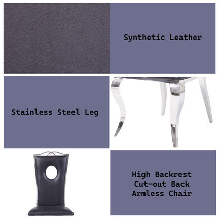 ACME 62078 Cyrene Side Chair (Set-2), PU & Stainless Steel