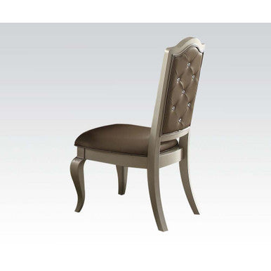 ACME 62082 Francesca Side Chair (Set-2), Silver PU & Champagne ACME Furniture