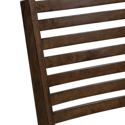 Set of Two Ivory and Dark Brown Linen Slat Back Dining Side Chairs