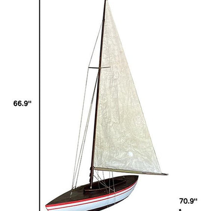 67" Unfinished Wood Hand Painted Model Boat HomeRoots