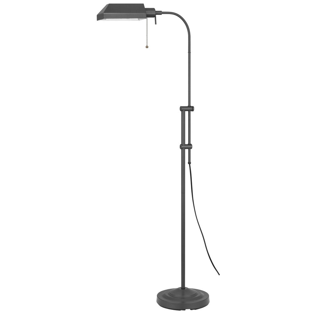 57" Gray Metal Adjustable Reading Floor Lamp With Gray Metal Shade