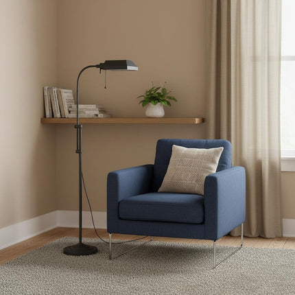 Gray Metal Adjustable Reading Floor Lamp With Gray Metal Shade HomeRoots