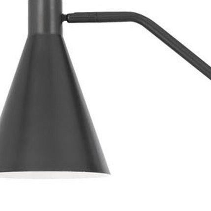 63" Gray Metal Reading Floor Lamp With Gray Metal Cone Shade HomeRoots