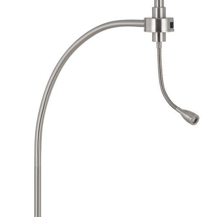 68" Nickel Metal Reading Floor Lamp With White Fabric Empire Shade HomeRoots