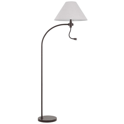 68" Rust Metal Reading Floor Lamp With Gray Fabric Empire Shade HomeRoots