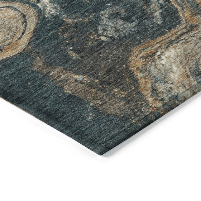 9' X 12' Wheat And Charcoal Abstract Washable Indoor Outdoor Area Rug HomeRoots