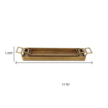Set of Two Gold Cast Iron Handmade Vanity Trays With Handles HomeRoots