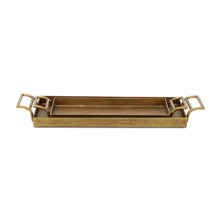 Set of Two Gold Cast Iron Handmade Vanity Trays With Handles HomeRoots
