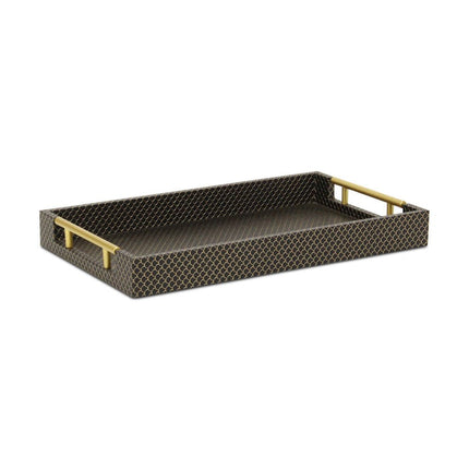 16" Black And Gold Geometric Print Handmade Serving Tray HomeRoots