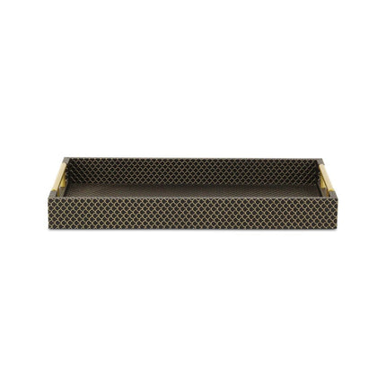 16" Black And Gold Geometric Print Handmade Serving Tray HomeRoots