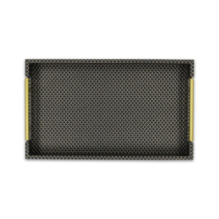 16" Black And Gold Geometric Print Handmade Serving Tray HomeRoots