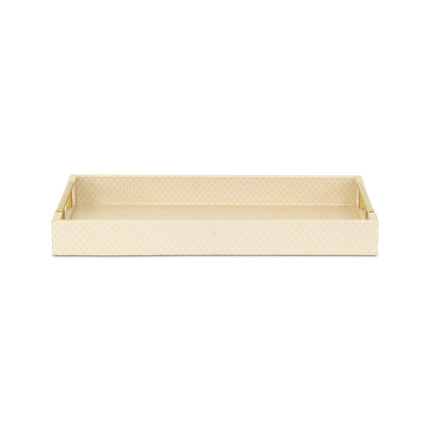 16" Champagne And Gold Geometric Print Handmade Serving Tray With Handles HomeRoots