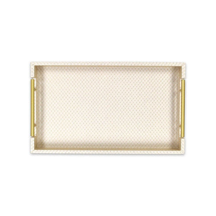 16" Champagne And Gold Geometric Print Handmade Serving Tray With Handles HomeRoots