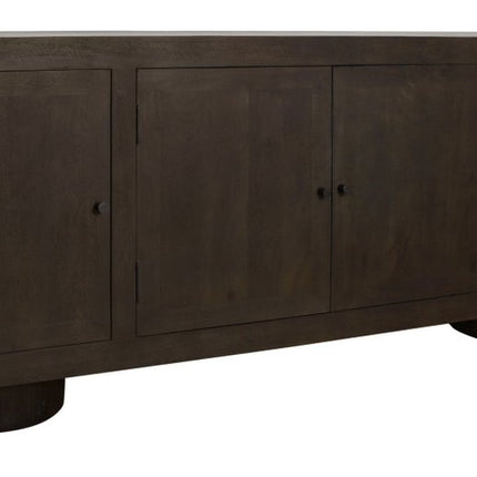 80" Dark Brown Distressed Solid Wood Sideboard Soft Close with Four Doors HomeRoots