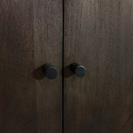80" Dark Brown Distressed Solid Wood Sideboard Soft Close with Four Doors HomeRoots