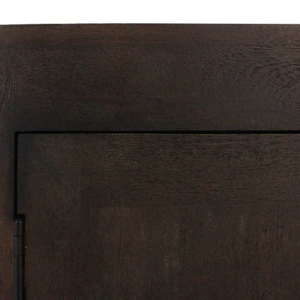 80" Dark Brown Distressed Solid Wood Sideboard Soft Close with Four Doors HomeRoots