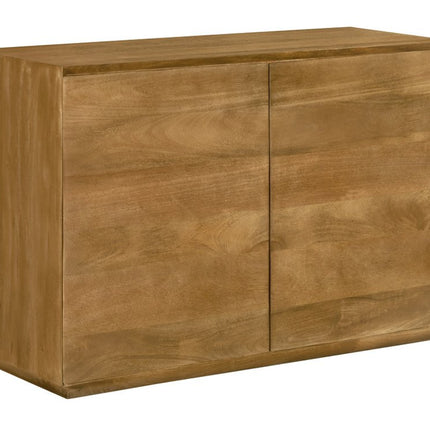 48" Tan Distressed Solid Wood Sideboard Soft Close with Two Doors HomeRoots
