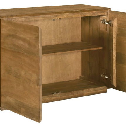 48" Tan Distressed Solid Wood Sideboard Soft Close with Two Doors HomeRoots