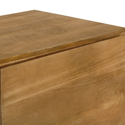 48" Tan Distressed Solid Wood Sideboard Soft Close with Two Doors HomeRoots