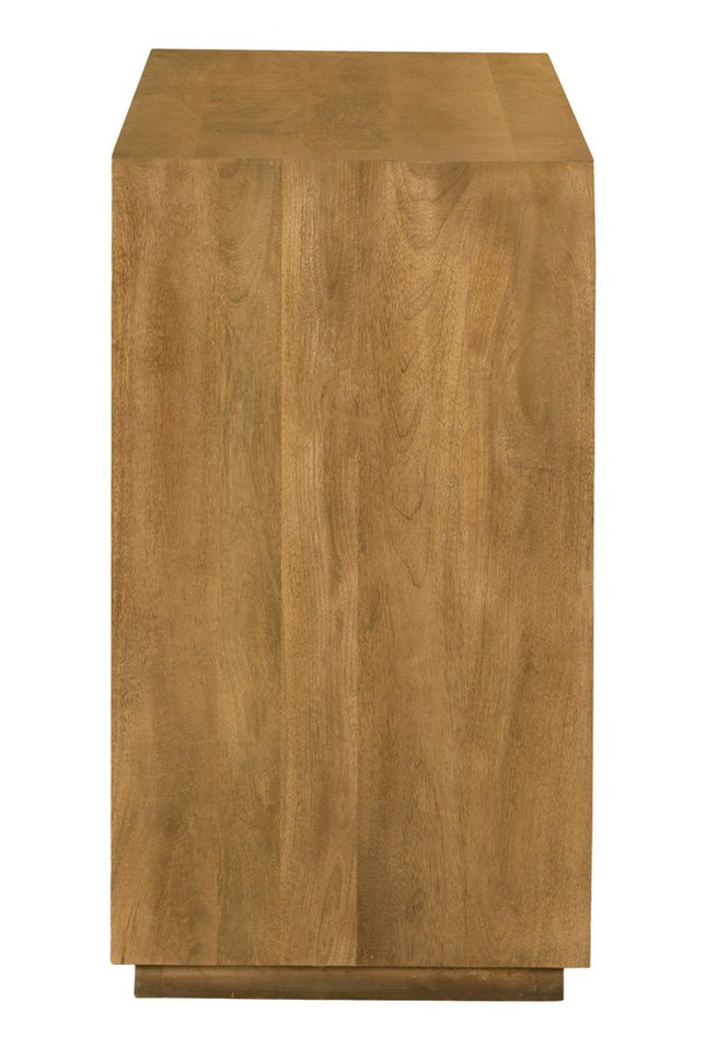 48" Tan Distressed Solid Wood Sideboard Soft Close with Two Doors HomeRoots