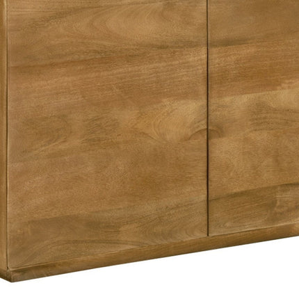 48" Tan Distressed Solid Wood Sideboard Soft Close with Two Doors HomeRoots