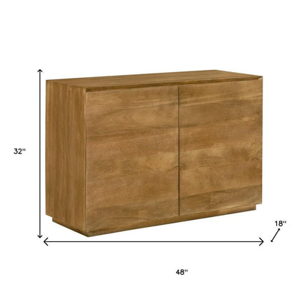 48" Tan Distressed Solid Wood Sideboard Soft Close with Two Doors HomeRoots