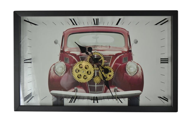 23" Black White And Red Iron Silent Analog Exposed Gear Wall Clock HomeRoots