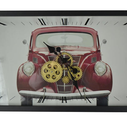 23" Black White And Red Metal Silent Analog Exposed Gear Wall Clock HomeRoots