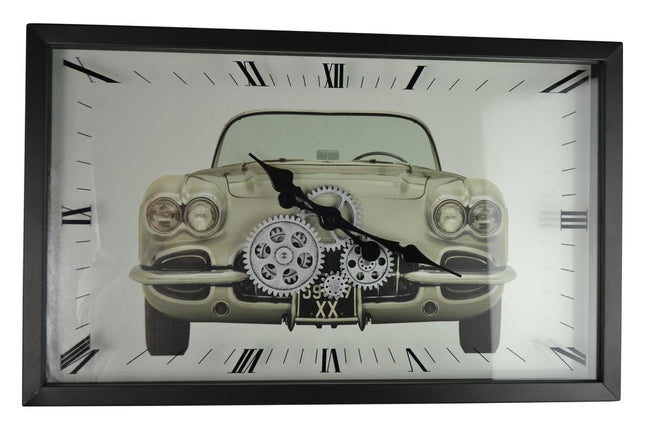 23" Black Silver And White Iron Silent Analog Exposed Gear Wall Clock HomeRoots