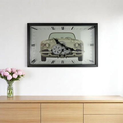 23" Black Silver And White Iron Silent Analog Exposed Gear Wall Clock HomeRoots
