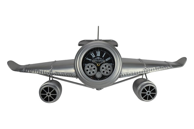34" Black And Silver Iron Silent Analog Exposed Gear Novelty Wall Clock