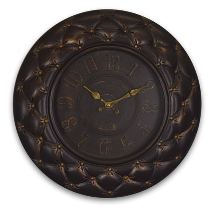 20" Brown And Gold Heavy Duty Plastic Silent Analog Round Wall Clock HomeRoots
