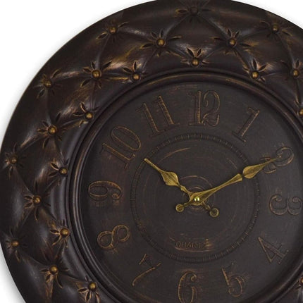 20" Brown And Gold Heavy Duty Plastic Silent Analog Round Wall Clock HomeRoots