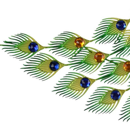 27" Gold Blue And Green Silent Analog Peacock Novelty Wall Clock HomeRoots