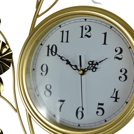 22" Gold And White Iron Silent Analog Floral Novelty Wall Clock HomeRoots