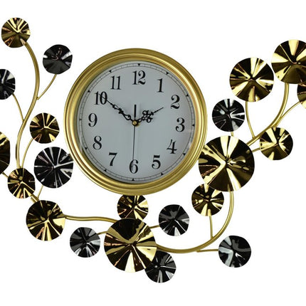 27" Gold Silver And White Metal Silent Analog Floral Novelty Wall Clock HomeRoots