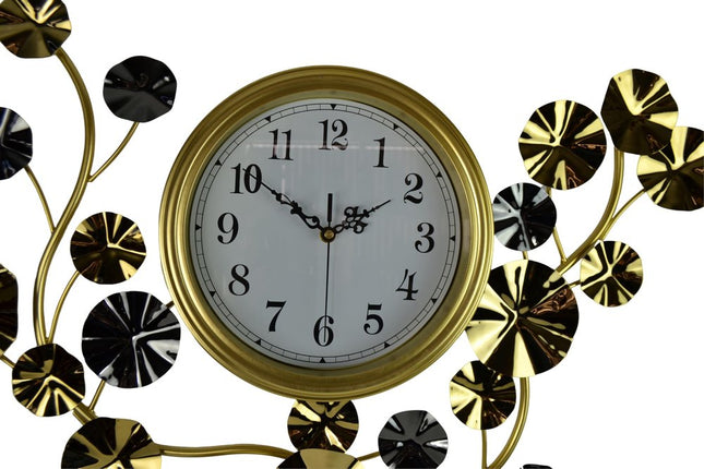 27" Gold Silver And White Iron Silent Analog Floral Novelty Wall Clock HomeRoots
