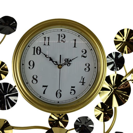 27" Gold Silver And White Metal Silent Analog Floral Novelty Wall Clock HomeRoots