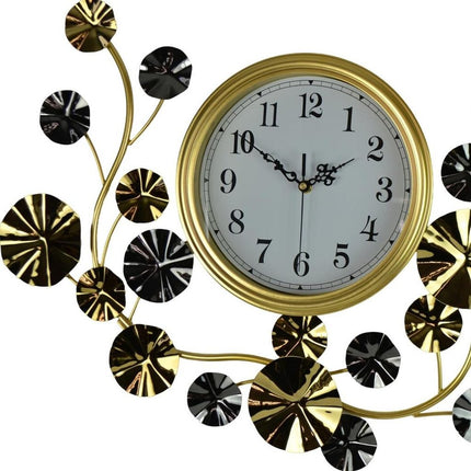 27" Gold Silver And White Iron Silent Analog Floral Novelty Wall Clock HomeRoots