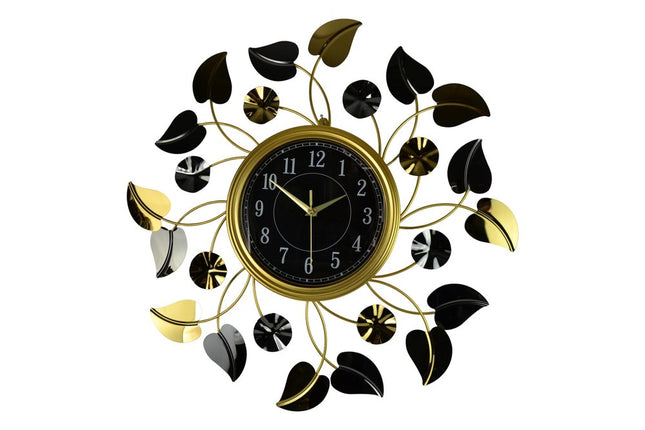 24" Gold Black And Silver Iron Silent Analog Floral Round Wall Clock HomeRoots