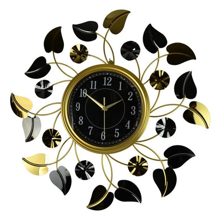 24" Gold Black And Silver Metal Silent Analog Floral Round Wall Clock HomeRoots
