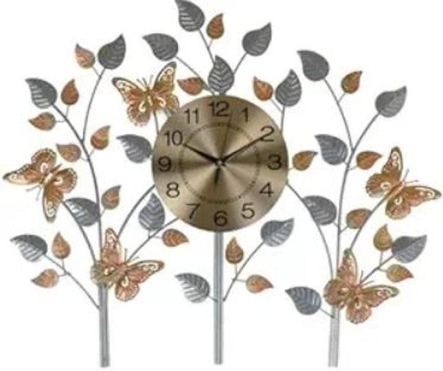 27" Gold Silver And Black Silent Analog Novelty Wall Clock HomeRoots