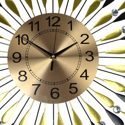 27" Gold And Black Metal Silent Analog Starburst Wall Clock HomeRoots