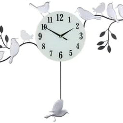 23" Silver Black And White Silent Pendulum Novelty Wall Clock HomeRoots