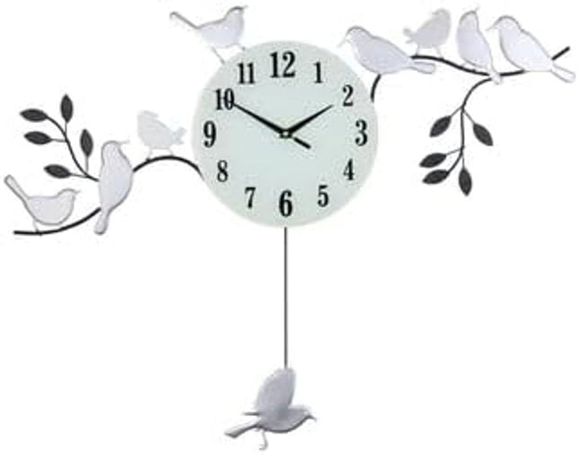 23" Silver Black And White Silent Pendulum Novelty Wall Clock HomeRoots