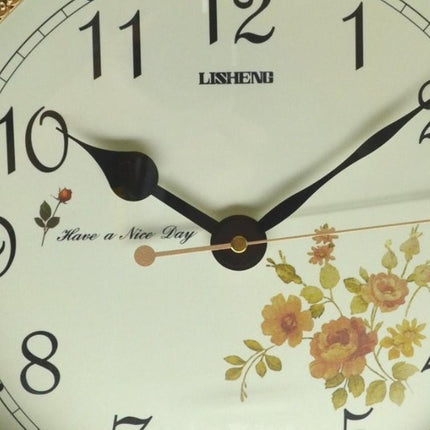 15" Ivory And Gold Resin Silent Pendulum Ornate Round Wall Clock HomeRoots